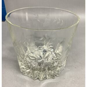 Heavy Lead Glass Vase / Bowl / Ice Bucket w/ Etched Leaves